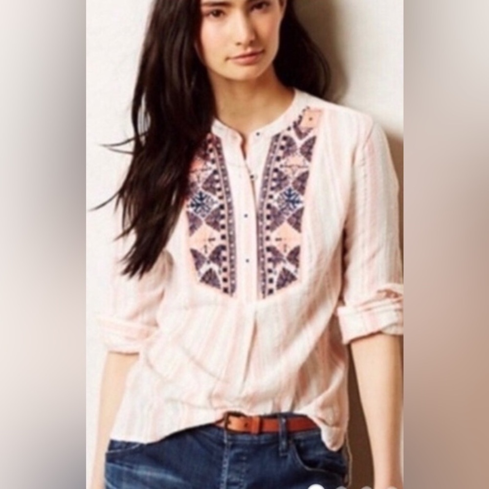 Holding Horses Anthropologie Mesa Embroidered Popover - M